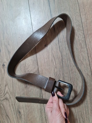 Star raw leather belt - leather, 90cm